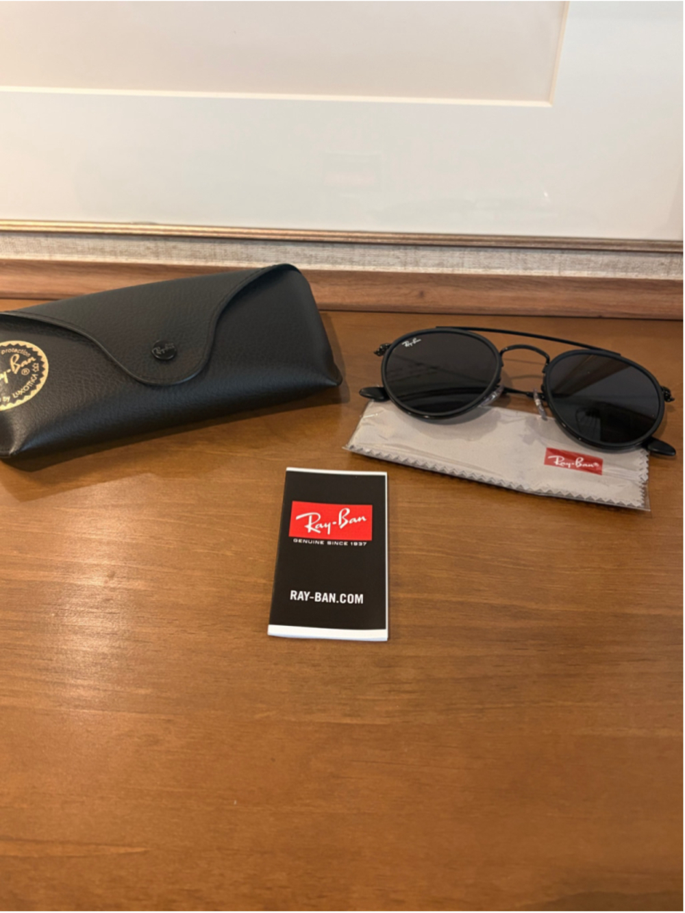 NEW Ray-Ban RB3647N Double Bridge Round Sunglasses - Black with Case - Picture 2 of 5